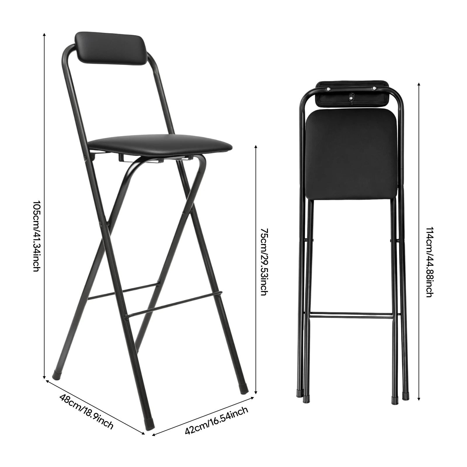 Modern Foldable Bar Chair 29.53in Seat Height X-shaped Chair Legs, 125kg/275.58lbs Load Capacity, for Home Cafe Bar