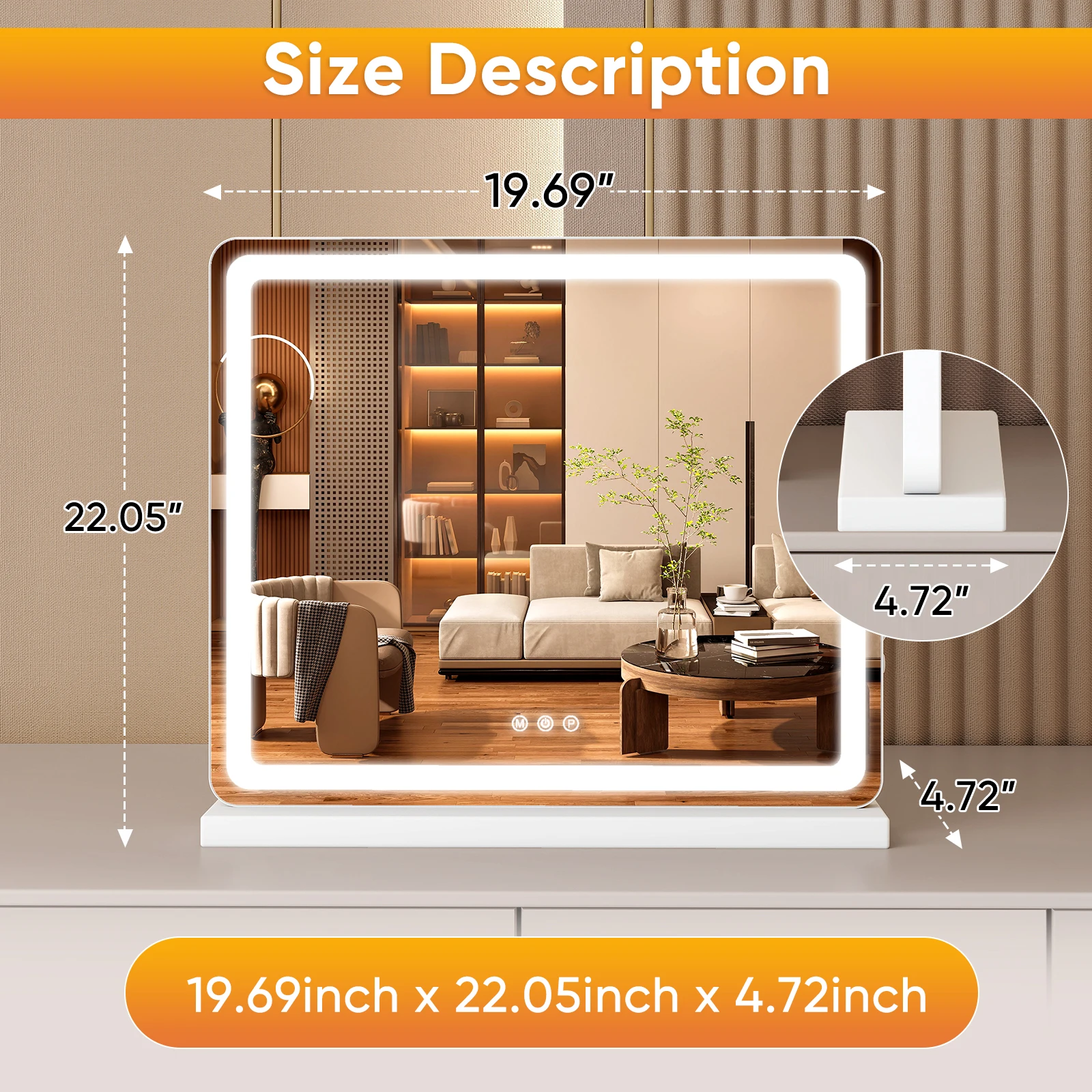 MCQ Full Length Mirror LED Vanity Mirror with Lights Makeup Dimmable 3 Color Modes with Memory Function USB Charging Port for Home 