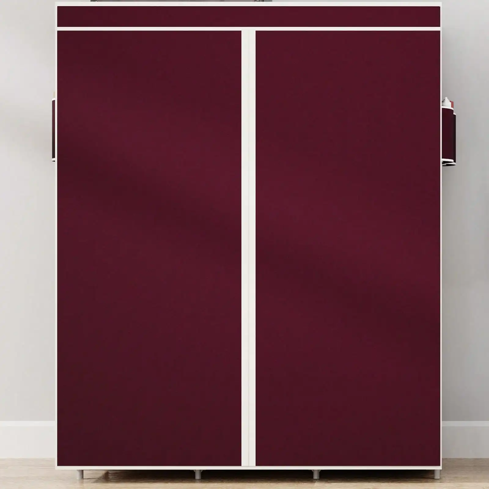 65" Portable Wardrobe Closet with Shelves & Hanging Rod, Large Capacity Cloth Storage Cabinet with Zipper Cover, Dustproof Non-Woven Fabric Organizer for Bedroom Dorm Apartment, Easy Assembly