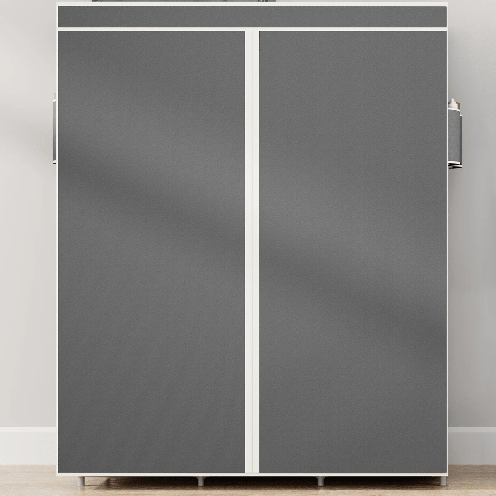 65" Portable Wardrobe Closet with Shelves & Hanging Rod, Large Capacity Cloth Storage Cabinet with Zipper Cover, Dustproof Non-Woven Fabric Organizer for Bedroom Dorm Apartment, Easy Assembly
