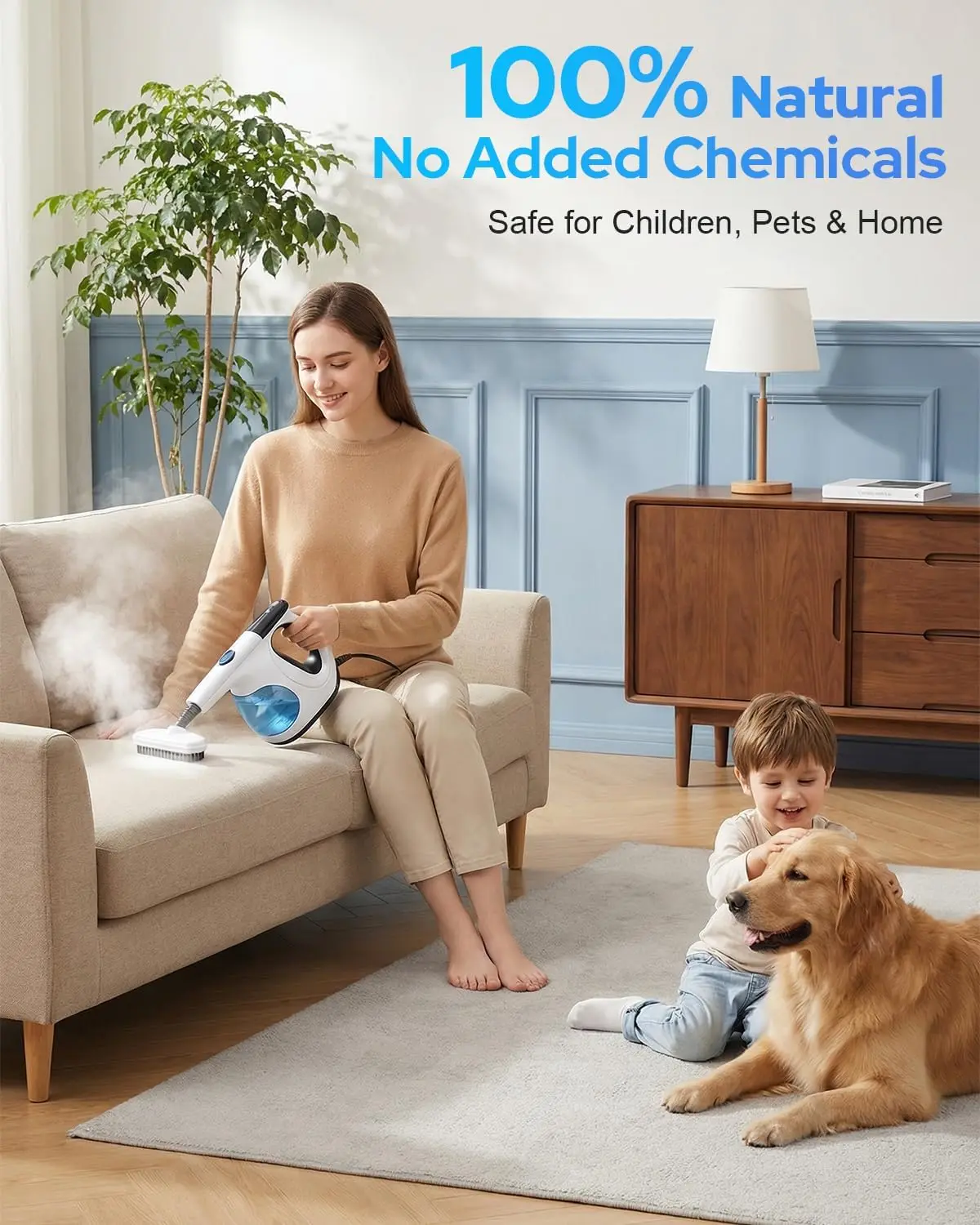 Household Portable Steam Cleaner – 3-Second Rapid Heat, High-Pressure Jet, 3-Level Steam Adjustment, Self-Cleaning Maintenance-Free, Safety Lock Design, Tackles Stubborn Dirt on Sofas, Floor Cracks & Stovetops