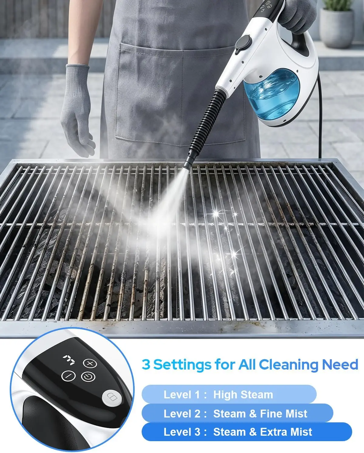 Household Portable Steam Cleaner – 3-Second Rapid Heat, High-Pressure Jet, 3-Level Steam Adjustment, Self-Cleaning Maintenance-Free, Safety Lock Design, Tackles Stubborn Dirt on Sofas, Floor Cracks & Stovetops