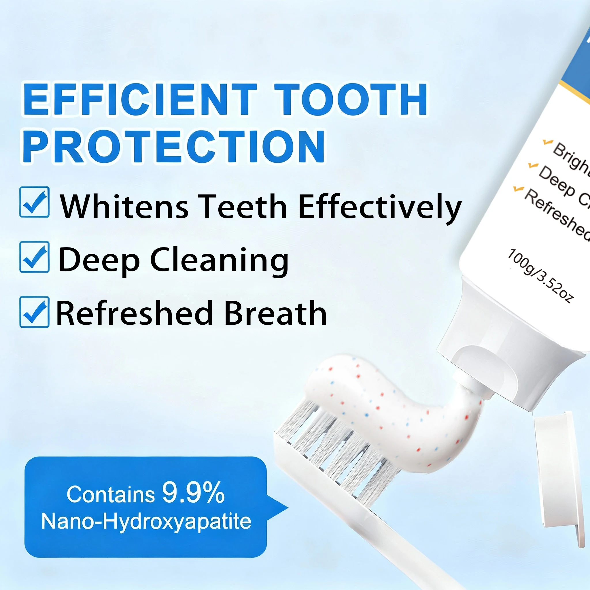 New Powerful Whitening Toothpaste, Brightens Teeth, Eliminates Bad Breath Stains and Odor, Mint Flavor, Deep Cleaning, Fresh Breath, Cares for Gums, Boosts Confidence in Smile, Travel-Friendly Tube for Home & On-the-Go Oral Care, Local Warehouses
