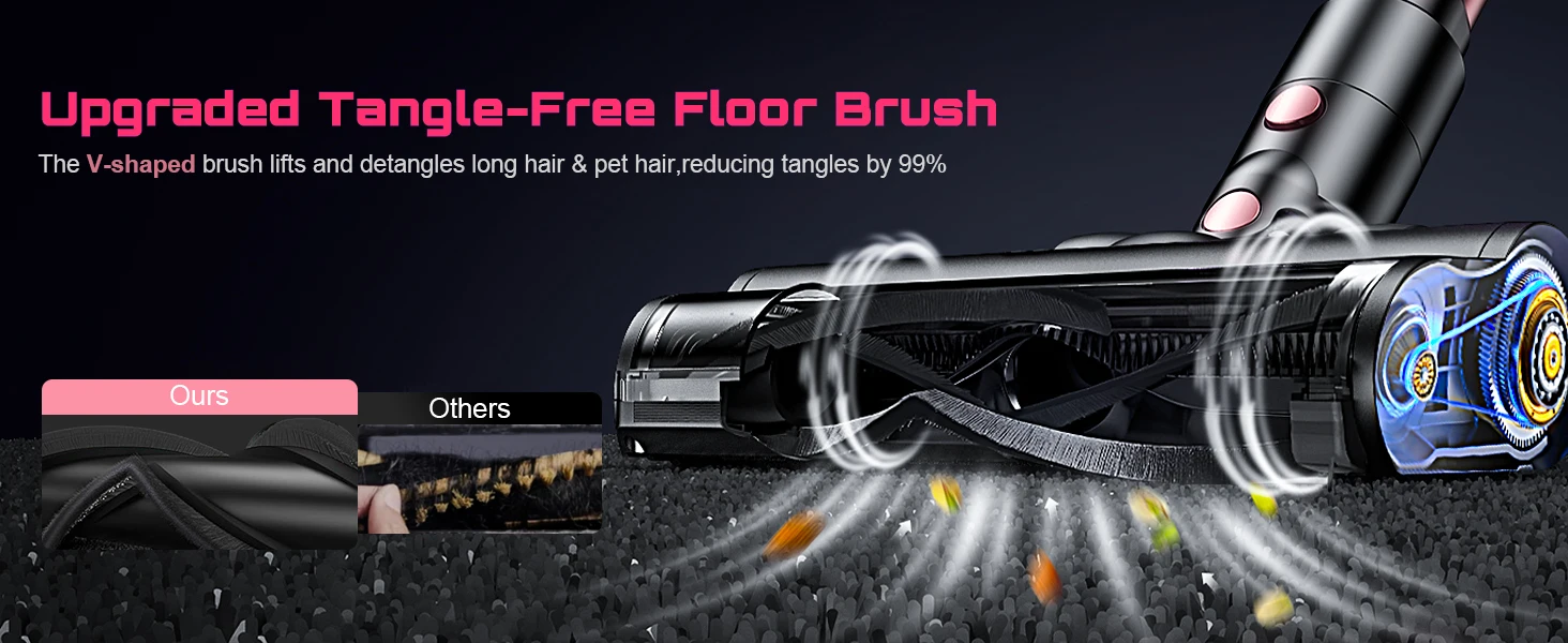 Cordless Vacuum Cleaner, 55KPa Powerful Suction, 45Mins Runtime, Self-Standing Stick Vacuum with 1.5L Dust Cup, 3 Suction Modes for Home Floor,Pet Hair and Carpet