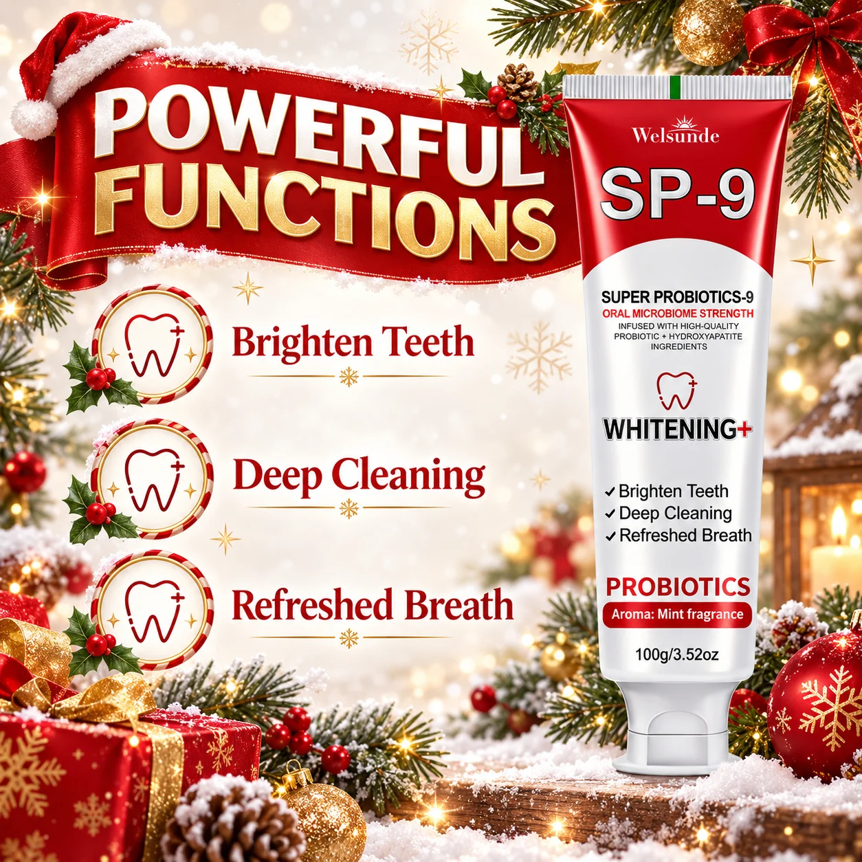 Super Whitening Teeth Toothpaste, Probiotics & Hydroxyapatite Toothpaste, Fresh Breath & Oral Deep Cleaning, Minty Fresh Breath, Brush Teeth to Make Look Brighter, Gum Clean, Ideal Oral Hygiene Gift for Women & Men, Suitable for Everyday