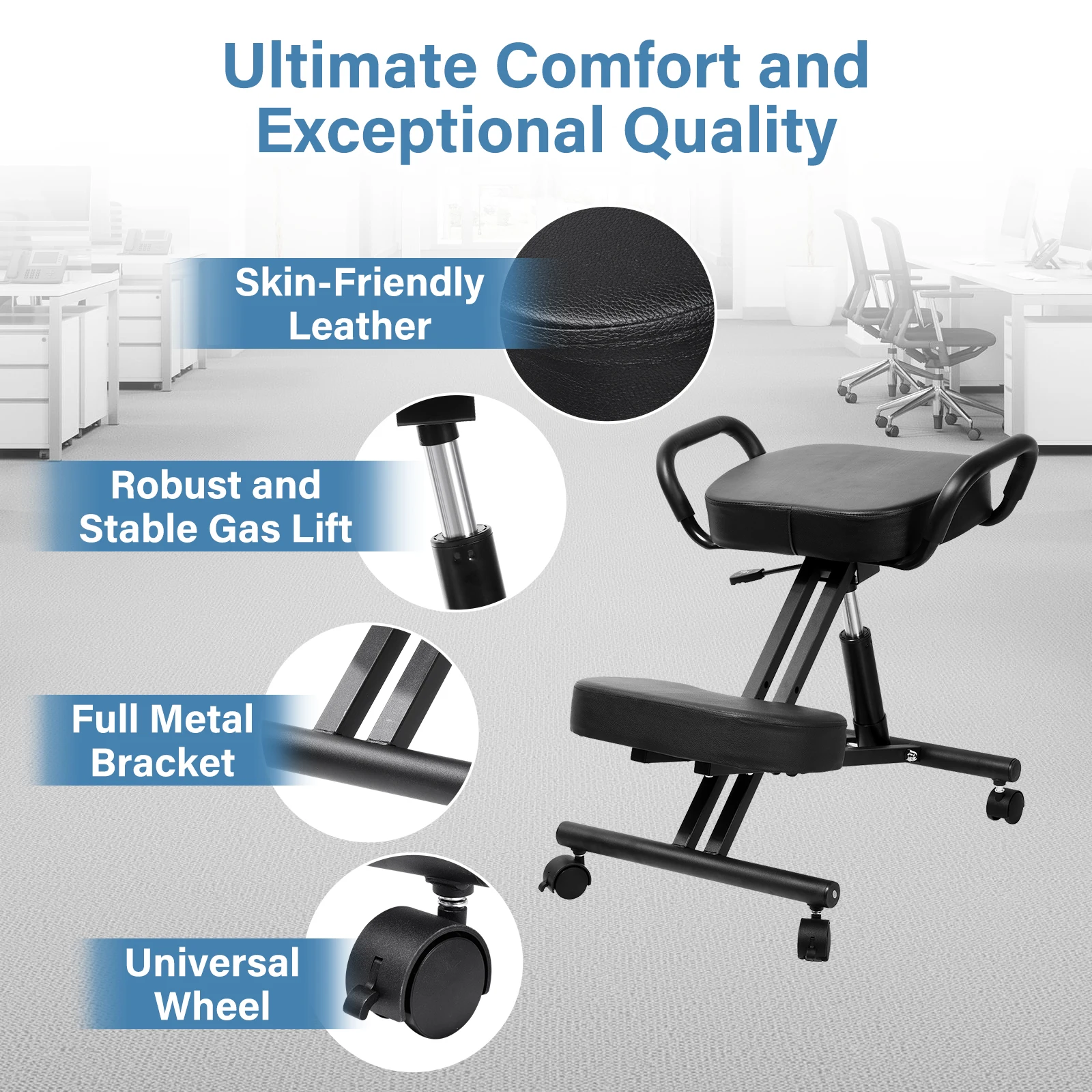 Has Pedals Kneeling Chair with Back Support Ergonomic Multifunctional 198 Lbs Capacity, Kneeling Stool, for Men Women Adults Home Office Study Living Room Meditation