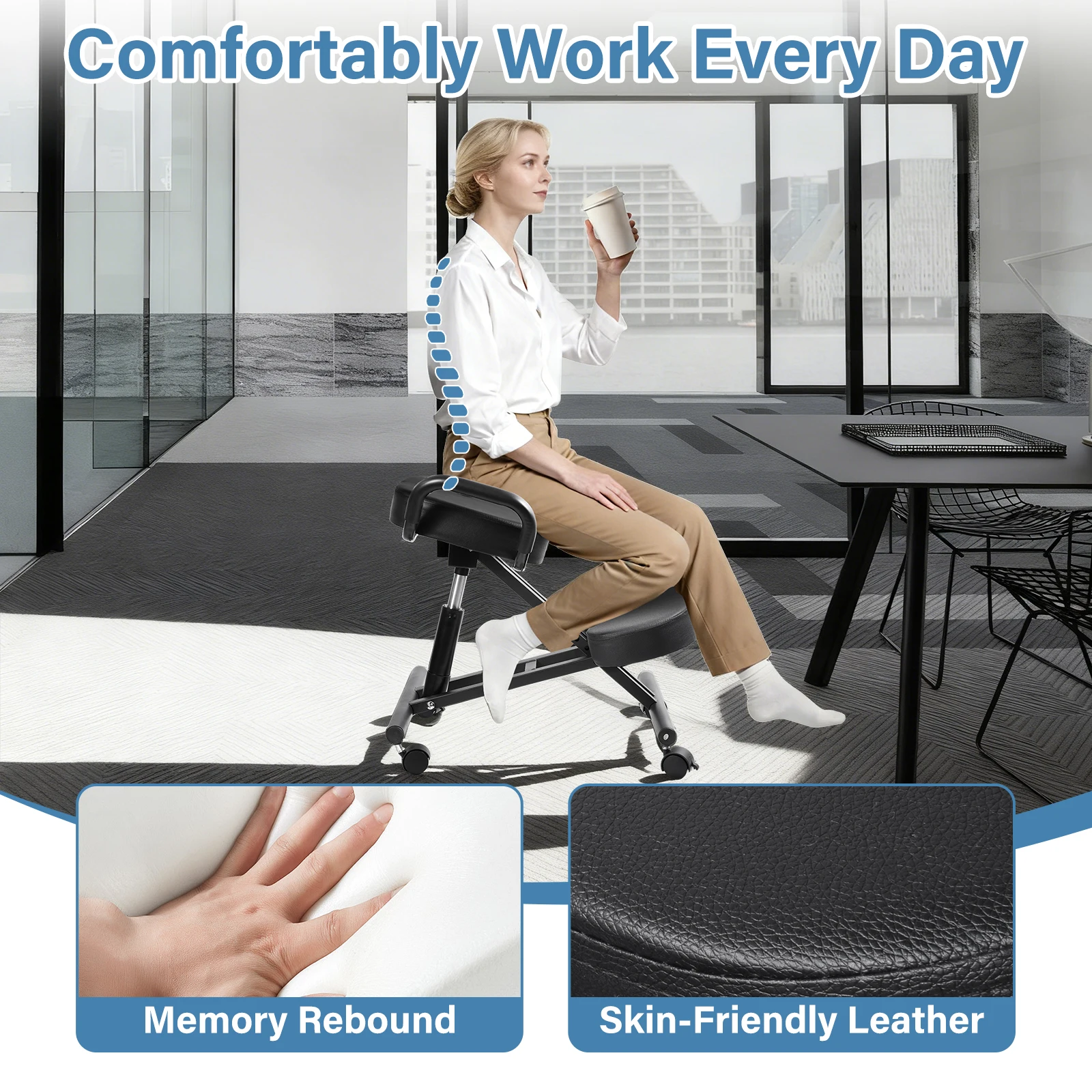 Has Pedals Kneeling Chair with Back Support Ergonomic Multifunctional 198 Lbs Capacity, Kneeling Stool, for Men Women Adults Home Office Study Living Room Meditation