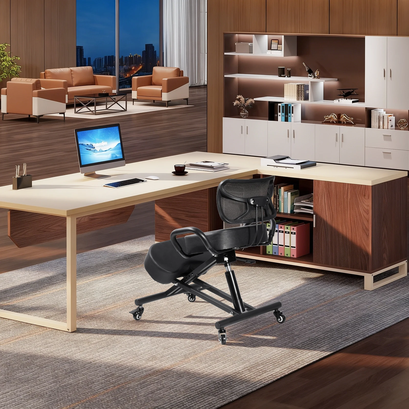 Has Pedals Kneeling Chair with Back Support Ergonomic Multifunctional 198 Lbs Capacity, Kneeling Stool, for Men Women Adults Home Office Study Living Room Meditation