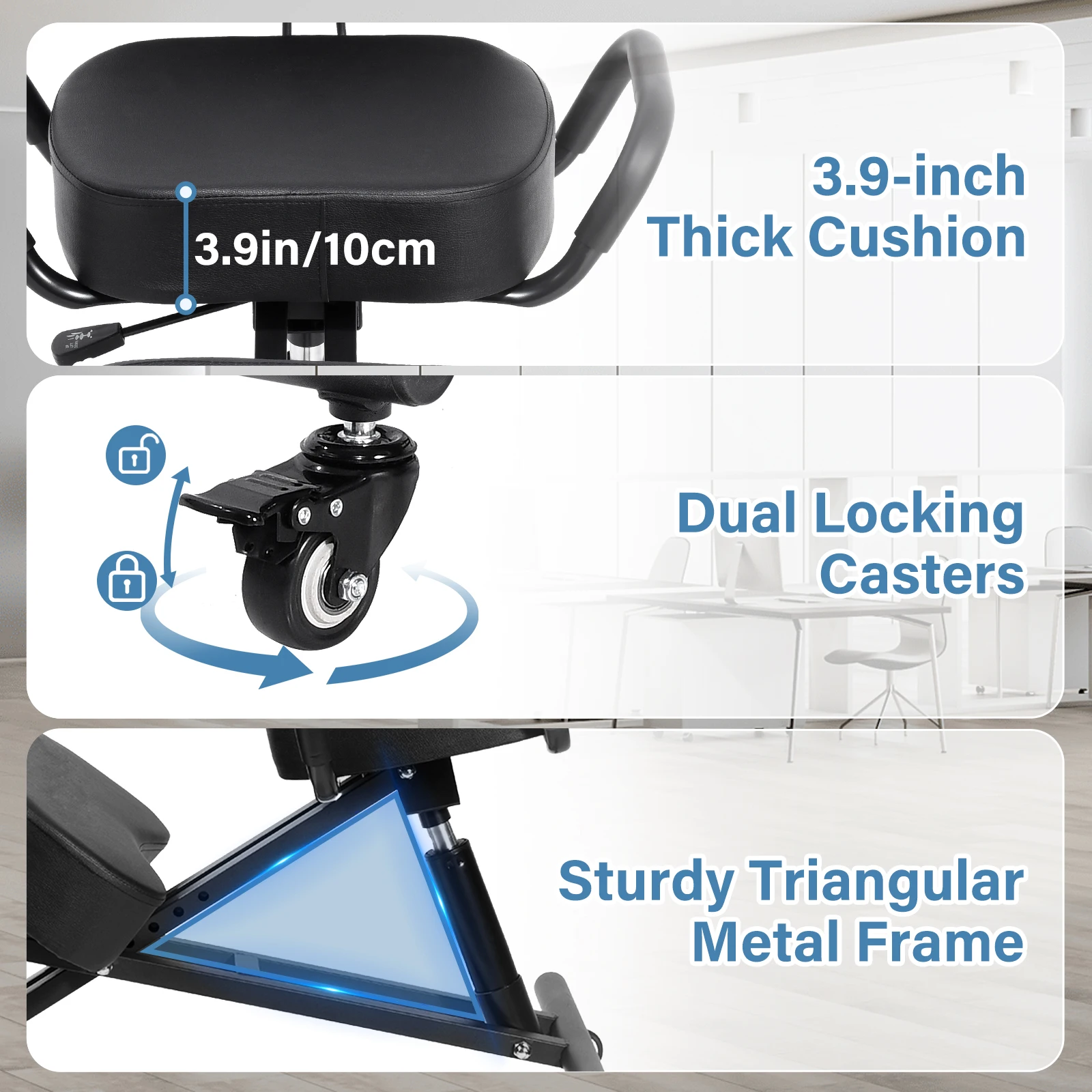 Has Pedals Kneeling Chair with Back Support Ergonomic Multifunctional 198 Lbs Capacity, Kneeling Stool, for Men Women Adults Home Office Study Living Room Meditation
