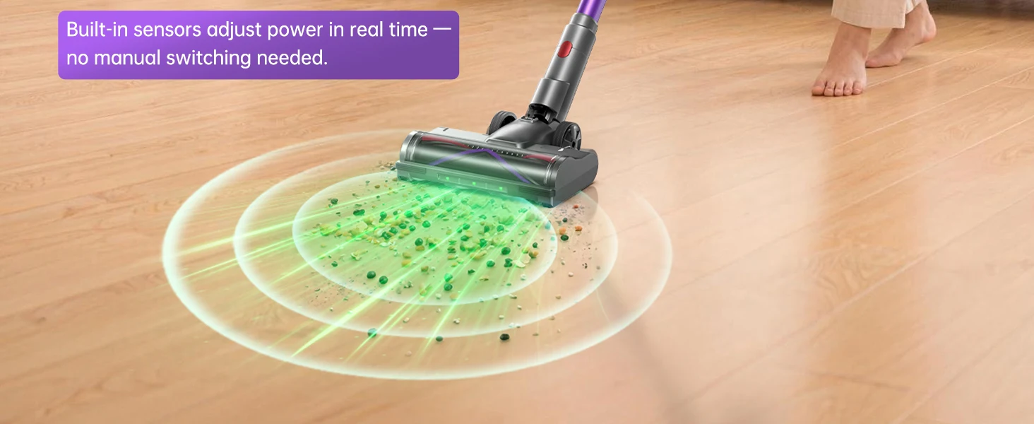 Lightweight Cordless Vacuum 650W/60Kpa/80 Mins Running Time Auto Suction Adjust HEPA Filter LED Display Handhelp Hoover Multi Attachments 2.5 Hours Charging Time for Hardwood Carpet Pet Hair Home Car Cleaning