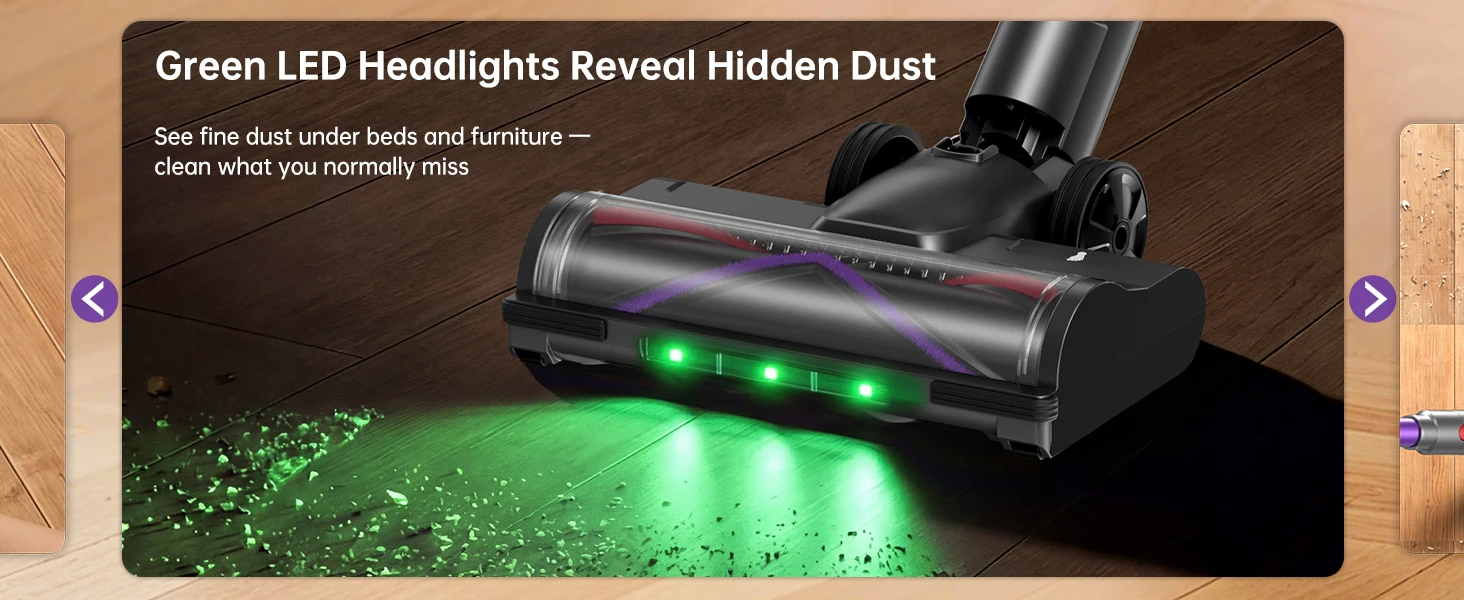 Lightweight Cordless Vacuum 650W/60Kpa/80 Mins Running Time Auto Suction Adjust HEPA Filter LED Display Handhelp Hoover Multi Attachments 2.5 Hours Charging Time for Hardwood Carpet Pet Hair Home Car Cleaning