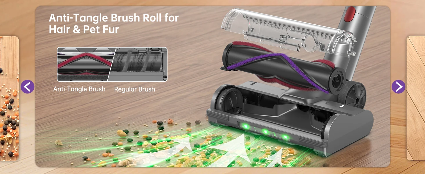 Lightweight Cordless Vacuum 650W/60Kpa/80 Mins Running Time Auto Suction Adjust HEPA Filter LED Display Handhelp Hoover Multi Attachments 2.5 Hours Charging Time for Hardwood Carpet Pet Hair Home Car Cleaning
