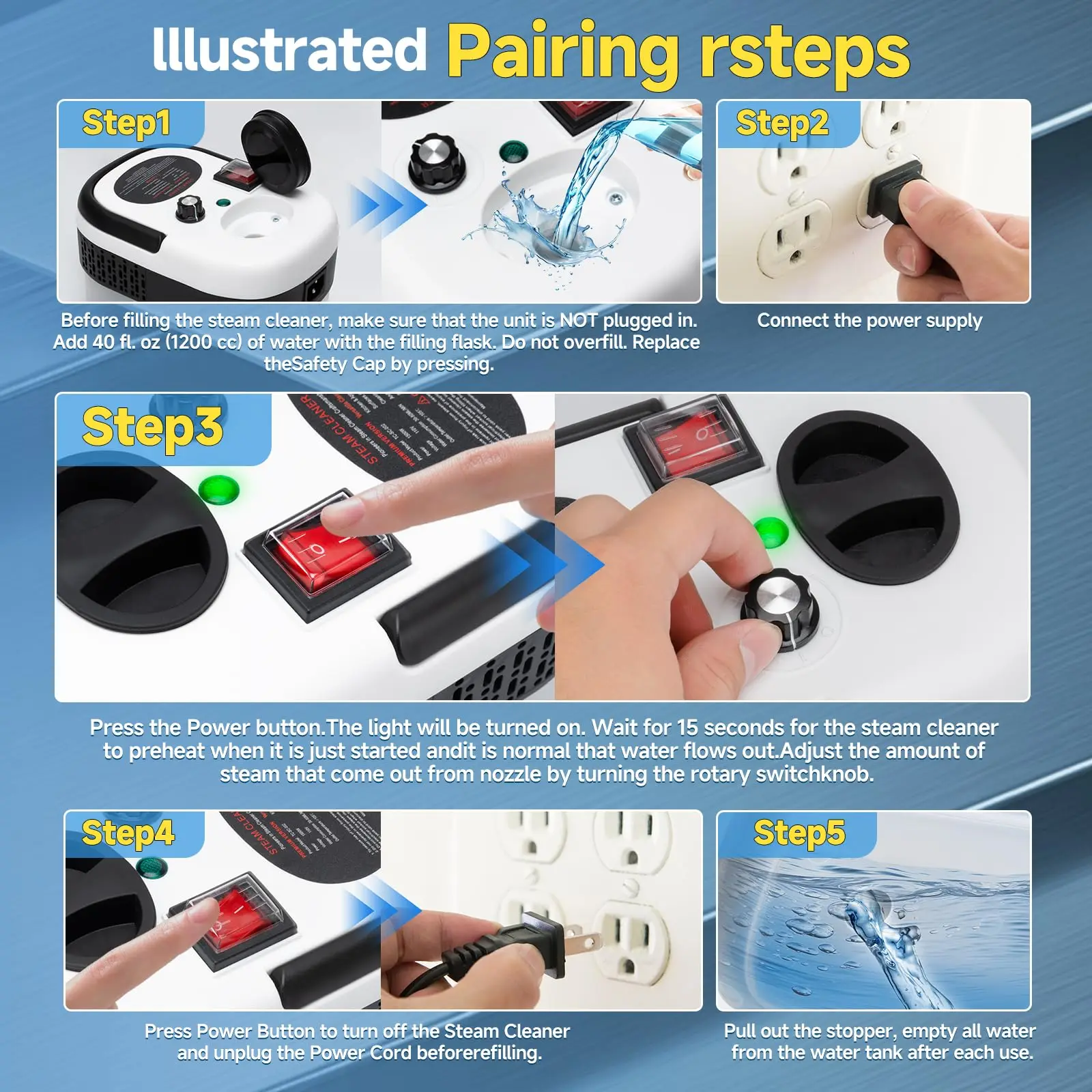 Steam cleaner portable multi-surface cleaning steam cleaner for home use suitable for cleaning kitchens bathrooms glass and cars