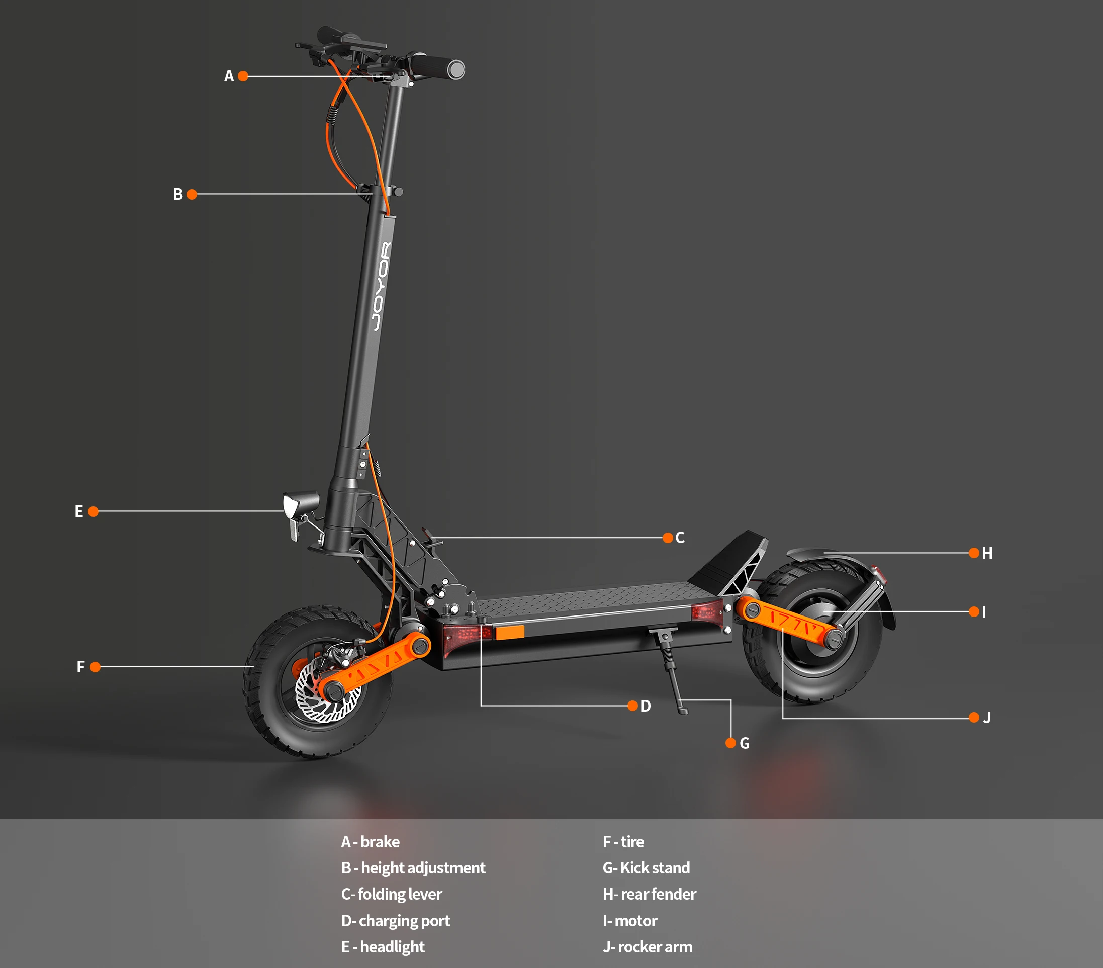 JOYOR S5-Z Adult Electric Scooter 600W Motor 48V13AH Battery Foldable E-Scooter 10" Off-Road Air Tire City EScooter