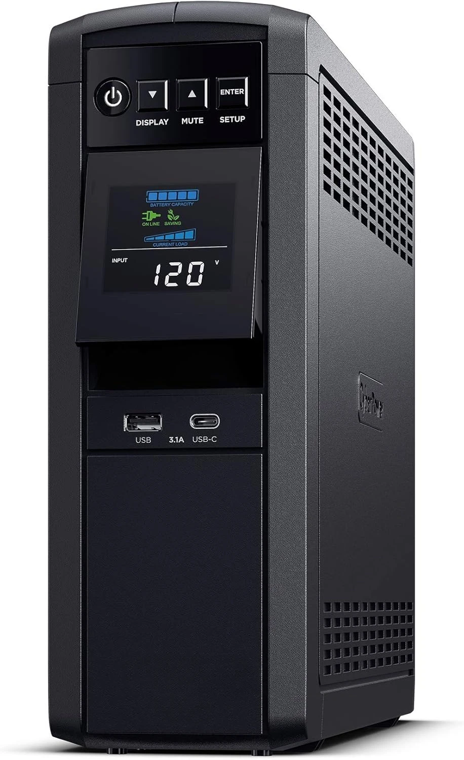 CP1500PFCLCD PFC Sinewave UPS System, 1500VA/1000W, 12 Outlets, AVR, Mini Tower,Black