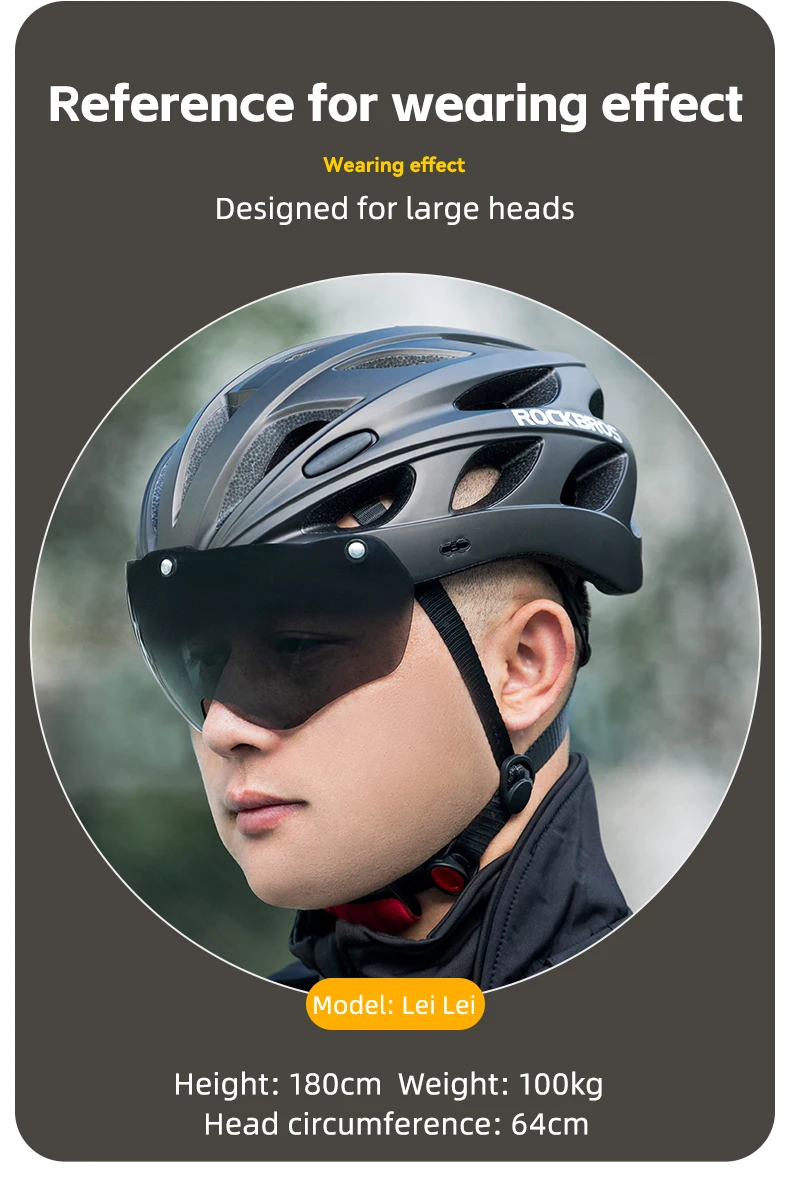 ROCKBROS Cycling Helmet Lightweight Integrated Helmet Head Protection Safety Helmet With Goggles Men Women MTB Road Bike Helmet