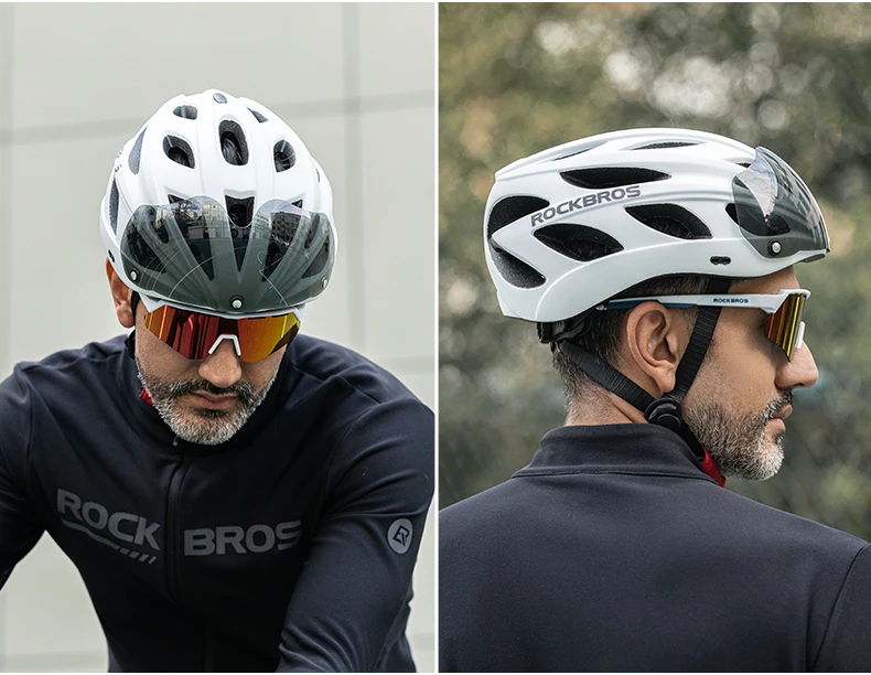 ROCKBROS Cycling Helmet Lightweight Integrated Helmet Head Protection Safety Helmet With Goggles Men Women MTB Road Bike Helmet