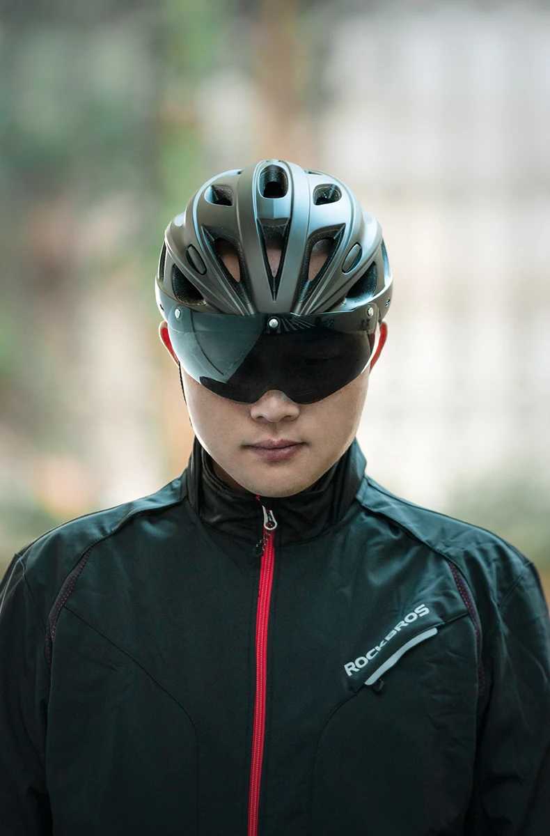ROCKBROS Cycling Helmet Lightweight Integrated Helmet Head Protection Safety Helmet With Goggles Men Women MTB Road Bike Helmet