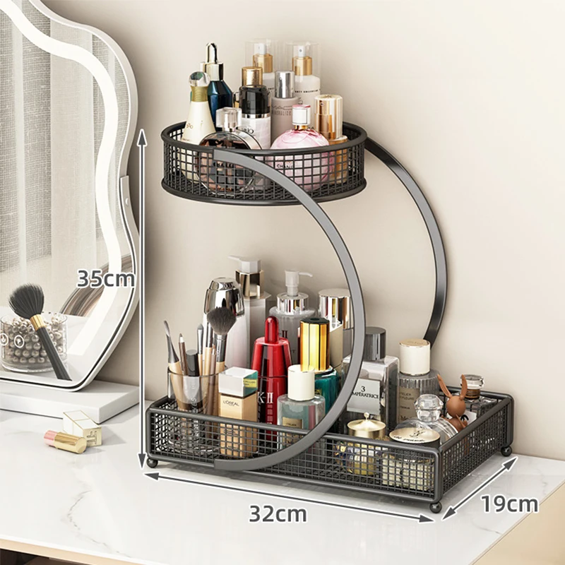 1PC Makeup Storage Rack Cosmetic Organizer Metal Organizing Box Multi-layer Skincare Lightweight No-Installation Home Storage