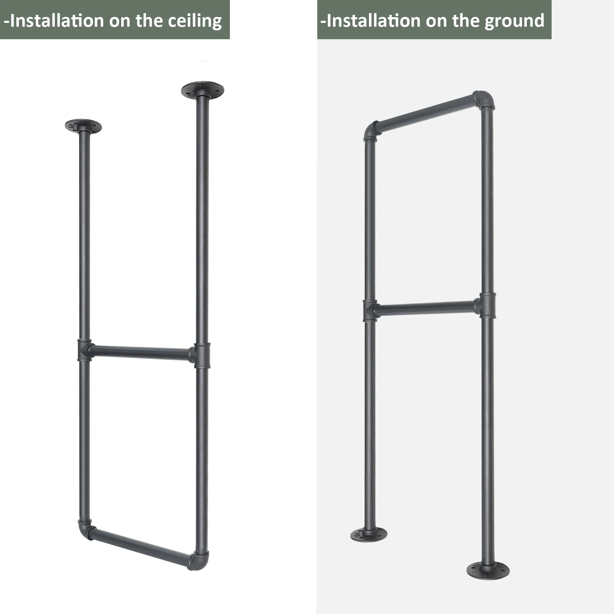 DIYHD 37" Ceiling Mount Gold Shelf 2 Pairs U Shape Pumbing Pipe Bracket for Kitchen(No Planks),Golden Black