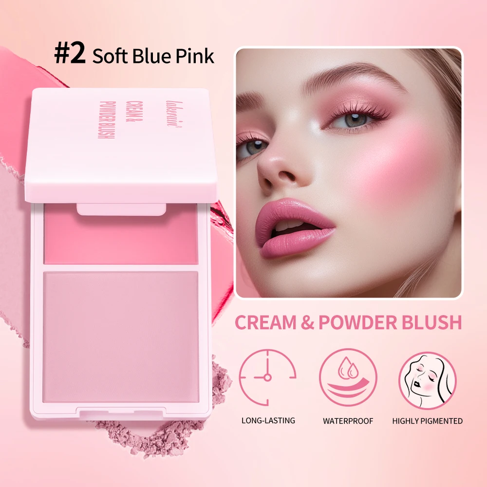 Lakerain Blush Cream Long Lasting High Pigmented Natural Pink Smooth Texture 2 IN 1 Cream & Powder Blusher Korean Makeup