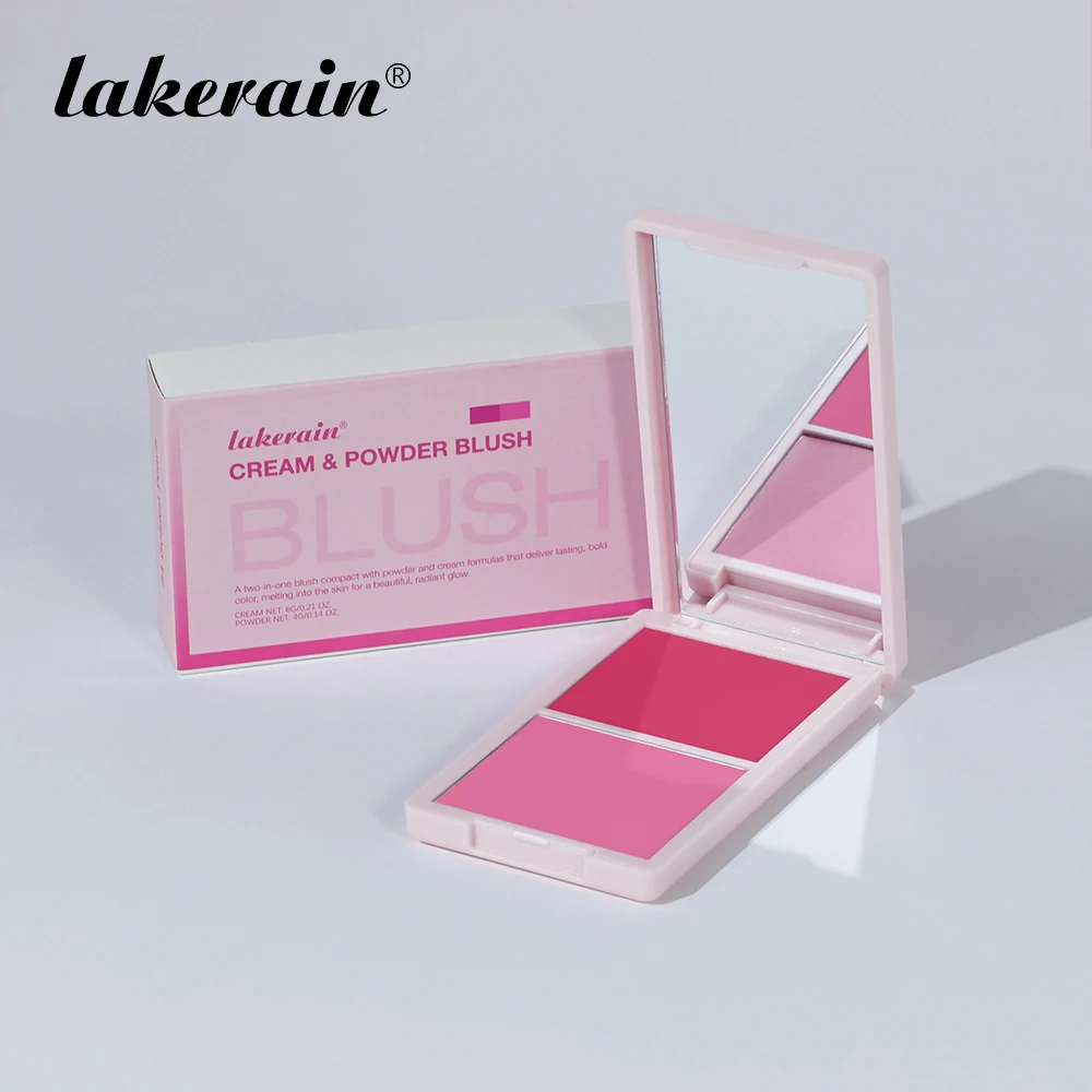 Lakerain Blush Cream Long Lasting High Pigmented Natural Pink Smooth Texture 2 IN 1 Cream & Powder Blusher Korean Makeup