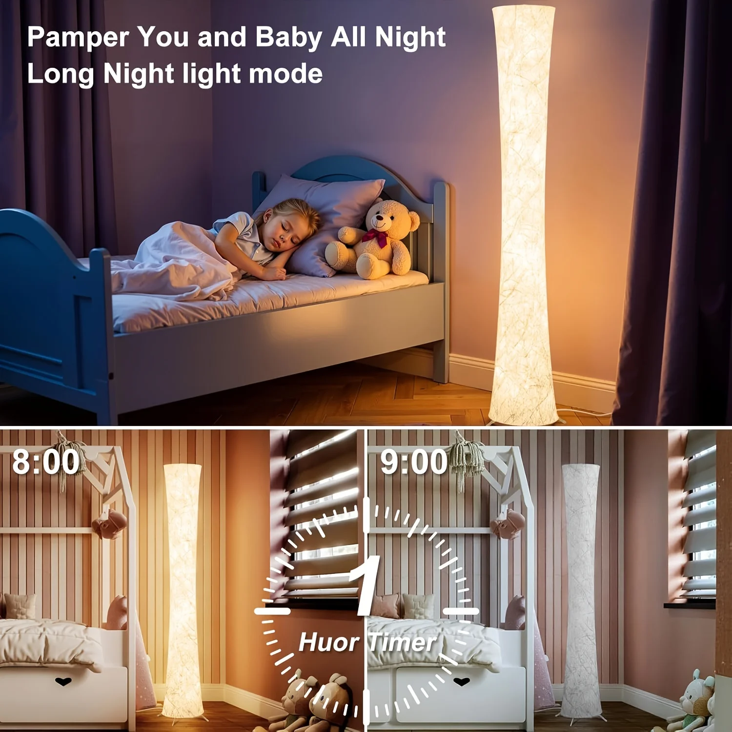 60" Modern Floor Lamp with Tyvek Paper, 3 Color Temperature Light, APP & Remote Control, Timer Setting, Perfect Corner Standing Lamp for Bedroom & Living Room, Gift for Valentine's Day/Birthday