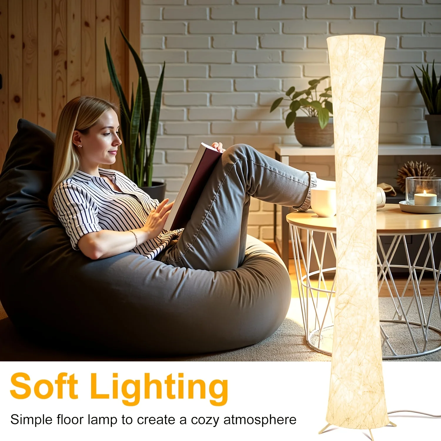 60" Modern Floor Lamp with Tyvek Paper, 3 Color Temperature Light, APP & Remote Control, Timer Setting, Perfect Corner Standing Lamp for Bedroom & Living Room, Gift for Valentine's Day/Birthday
