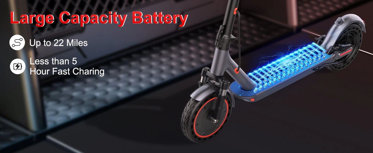 10”Honeycomb Tires Electric Scooter 42V 10.5Ah Battery 22MPH Max Speed 22Miles Max Range Dual Braking & Suspension APP Control