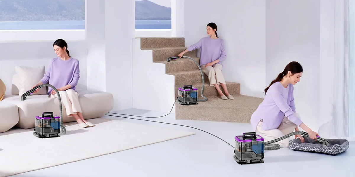 Honki 530W Carpet Cleaner Machine 20KPa Strong Suction Handheld Multifunctional Cleaner for Pet Hair Upholstery Sofa Mat Bed Self-cleaning Energy-saving Portable Wet and Dry Deep Cleaning Appliances