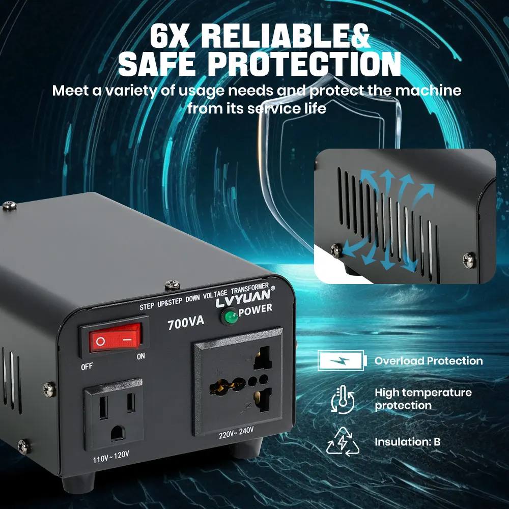 LVYUAN 700W/3500W/6000W Voltage Transformer AC 110V to 220V Or 220V to 110V Step Up&Down Converter US Standard Power Cord