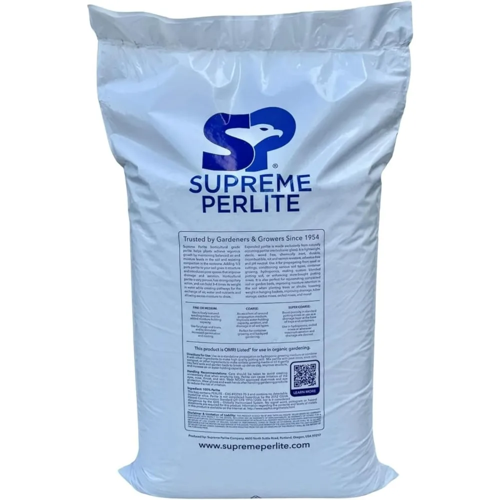 Supreme Perlite Coarse Horticultural Perlite 4 Cu Ft, Soil Aeration Potting Mix, Natural Growing Media for Indoor Outdoor Plants