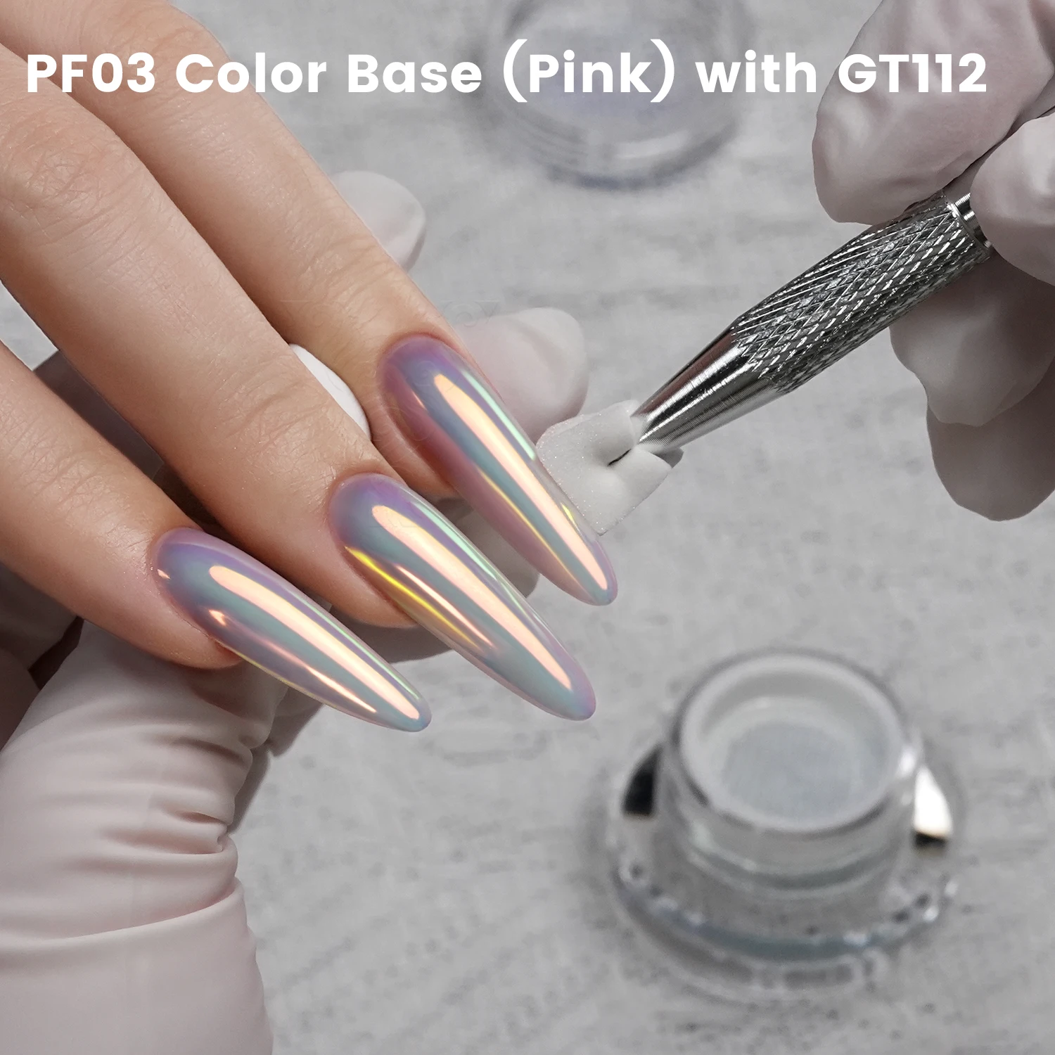 New YOKEFELLOW GleamTap Cushion Aurora Chrome Nail Powder Mermaid Aurora Effect Nail Art Glitter Decoration for Home DIY Salon