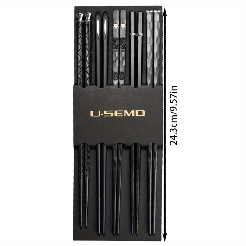 Flexible Alloy Chopsticks, Non-Slip & Easy Wash, 5 Pairs. 25cm, High Hardness, Won’t Break, Hygienic