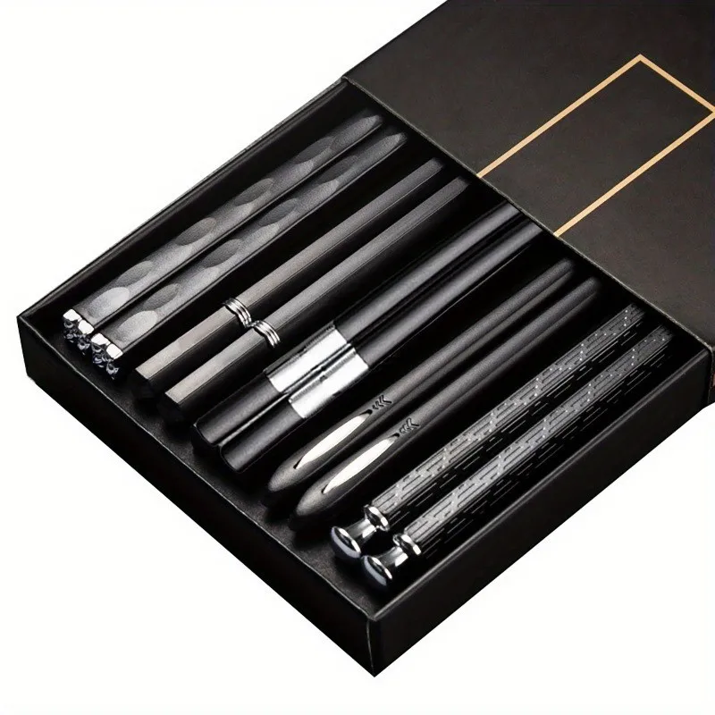 Flexible Alloy Chopsticks, Non-Slip & Easy Wash, 5 Pairs. 25cm, High Hardness, Won’t Break, Hygienic