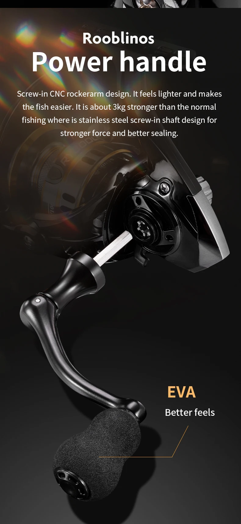 ROOBLINOS RY Spinning Reel, 5.2:1 Gear Ratio, CNC Machined Aluminum Spool, Smooth Powerful Fishing Reel for Fresh & Saltwater