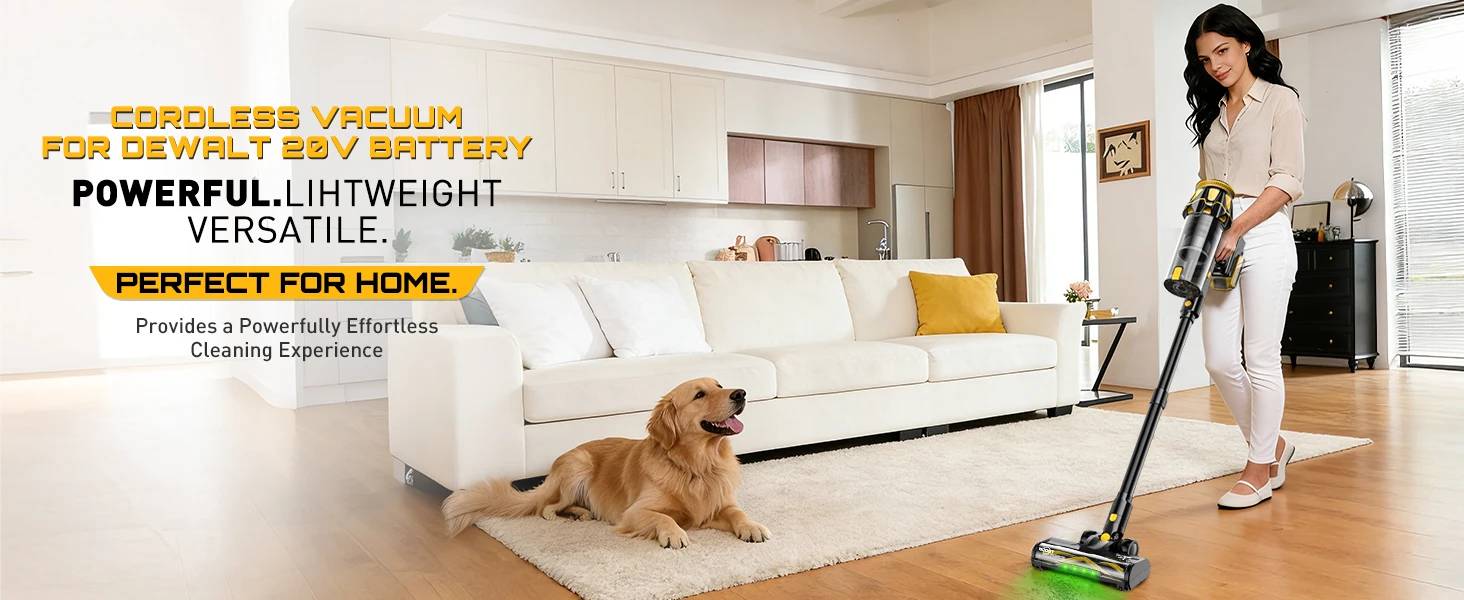 Cordless Vacuum Cleaner for DeWalt 20V Battery, 55KPA /400W Self-Standing Stick Vacuum Cleaners for Floors(Battery Not Included)