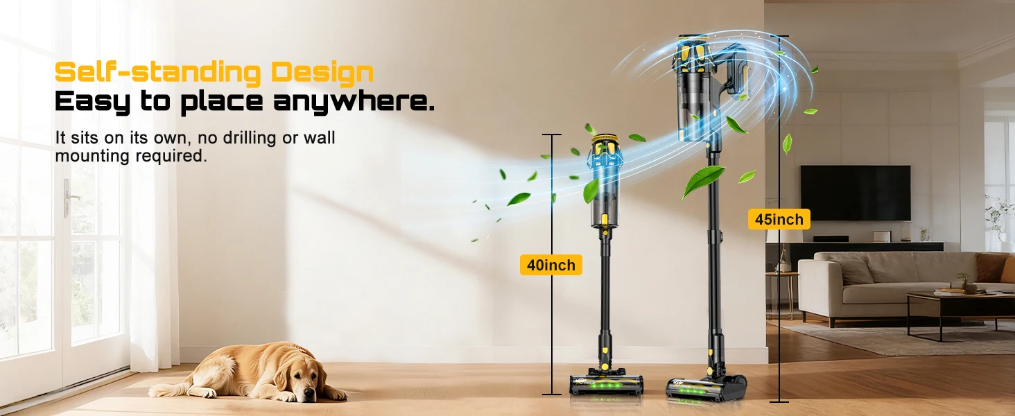 Cordless Vacuum Cleaner for DeWalt 20V Battery, 55KPA /400W Self-Standing Stick Vacuum Cleaners for Floors(Battery Not Included)
