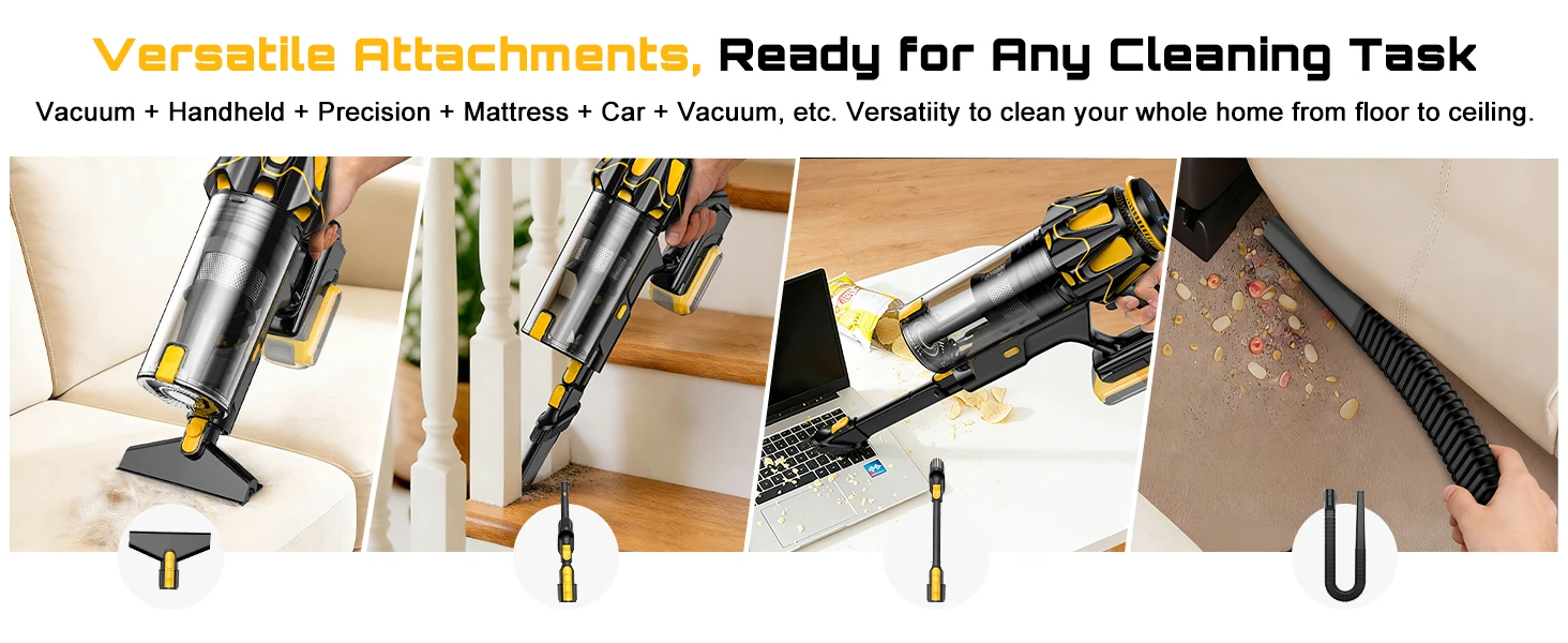 Cordless Vacuum Cleaner for DeWalt 20V Battery, 55KPA /400W Self-Standing Stick Vacuum Cleaners for Floors(Battery Not Included)