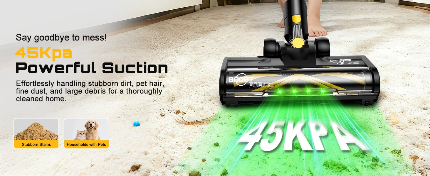 Cordless Vacuum Cleaner for DeWalt 20V Battery, 55KPA /400W Self-Standing Stick Vacuum Cleaners for Floors(Battery Not Included)