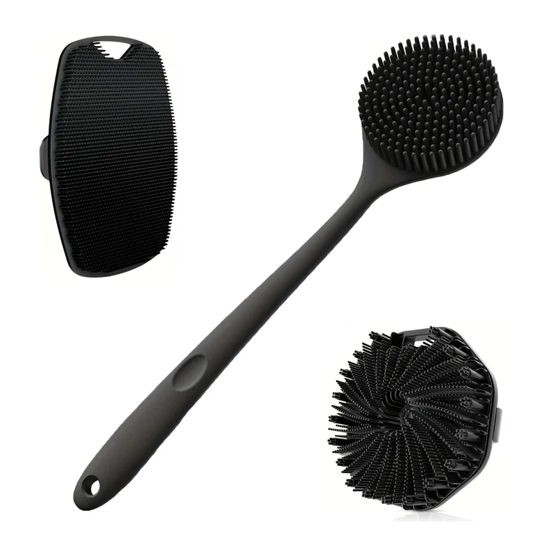 4-piece bath brush set Soft silicone bath brush with non-slip handle, easy to clean and rinse, perfect for use in the bath