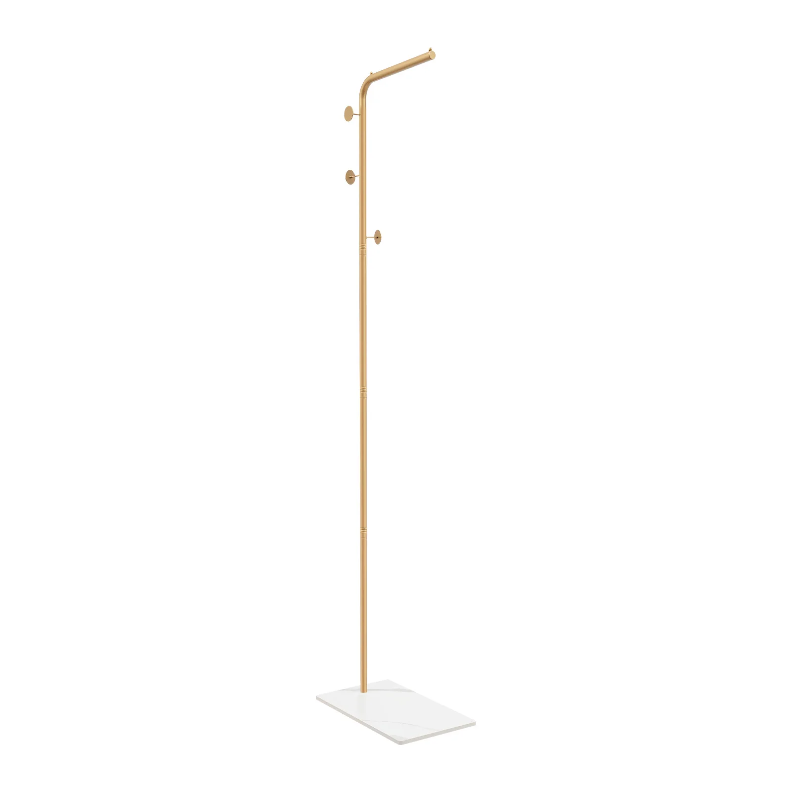 L-shape Coat Rack 170cm/66.93in, Freestanding Classic Gold Coat Rack 3 Hooks, for Hallways, Bedrooms, Living Rooms, Bathrooms