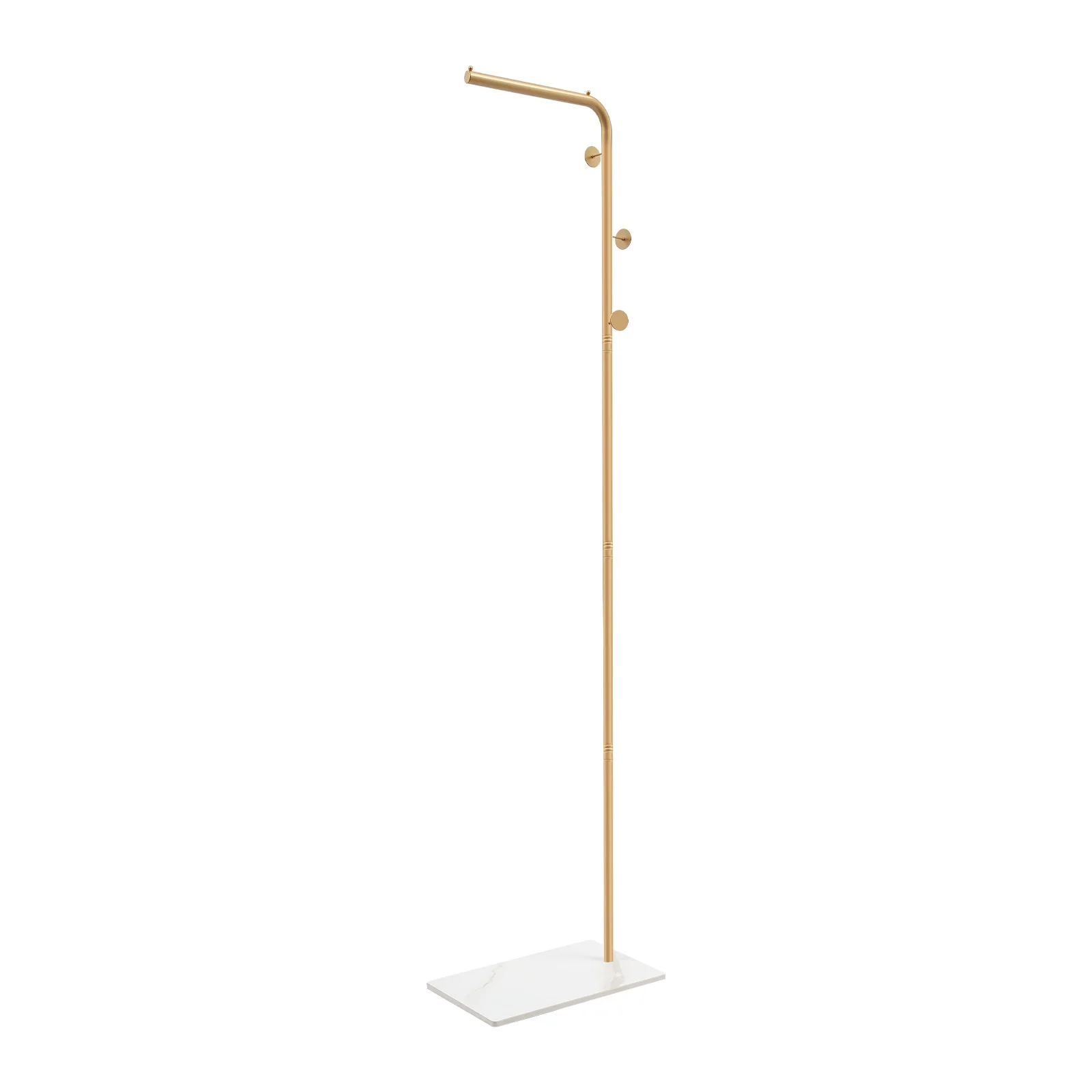 L-shape Coat Rack 170cm/66.93in, Freestanding Classic Gold Coat Rack 3 Hooks, for Hallways, Bedrooms, Living Rooms, Bathrooms