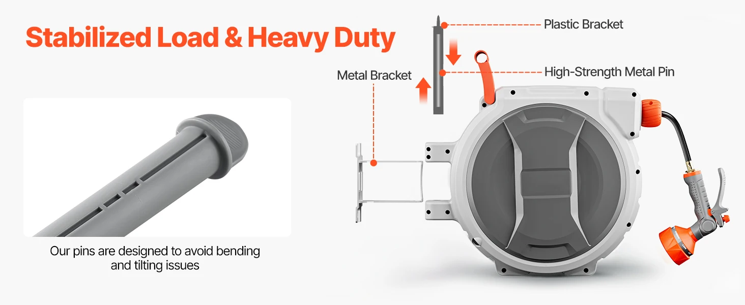 SucceBuy 5/8 Inch x 100ft Retractable Garden Hose Reel with 9 Patterns Nozzle Upgraded Slow Return System and 180°Swivel Bracket