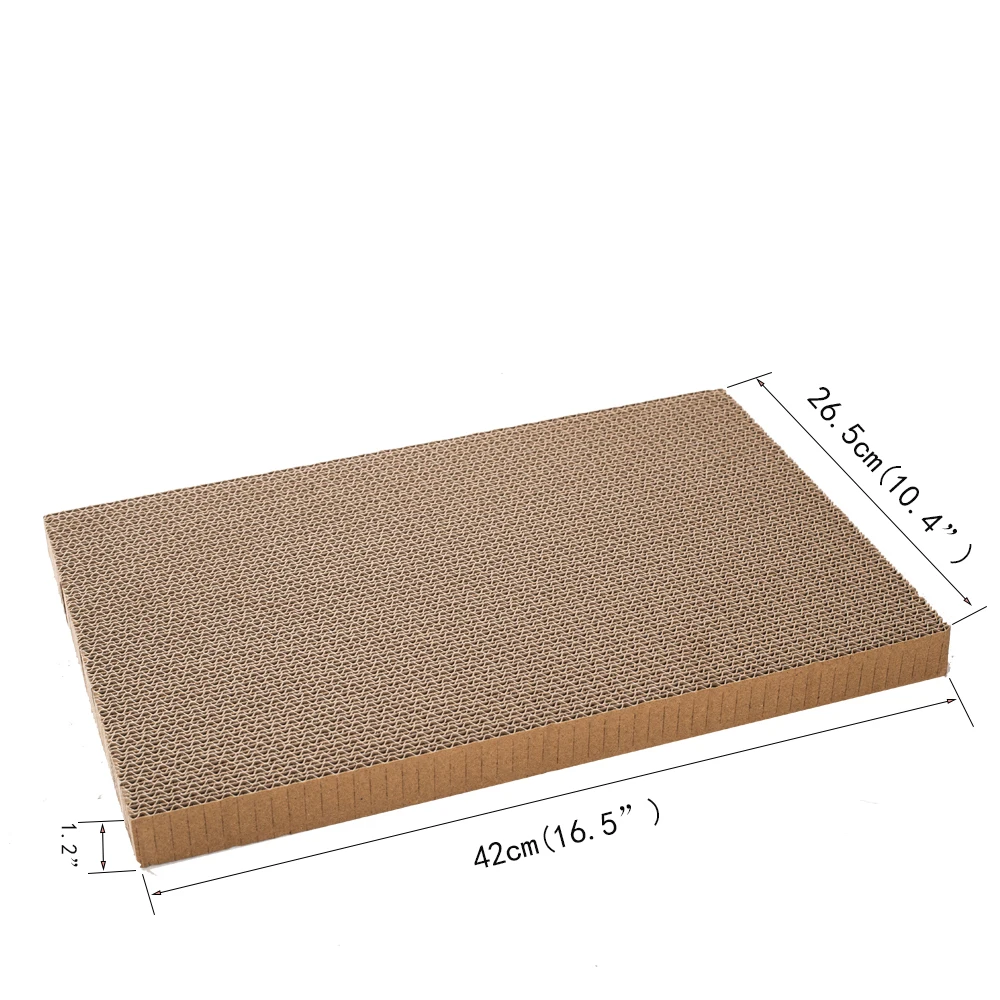 Corrugated cardboard cat scratching board, scratching board, reversible, 16.5 inches × 10.4 inches, with catnip, 4-pack