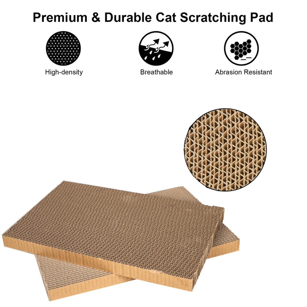 Corrugated cardboard cat scratching board, scratching board, reversible, 16.5 inches × 10.4 inches, with catnip, 4-pack
