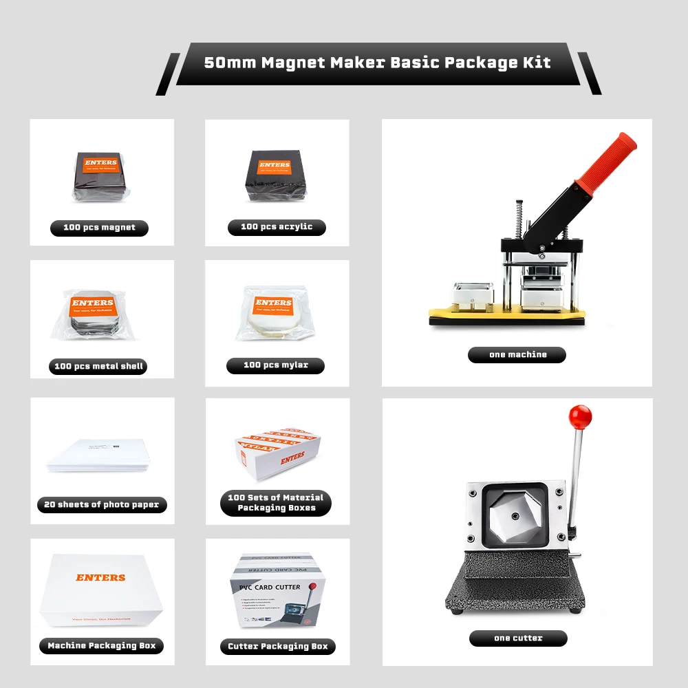 2x2" (Machine+Cutter+100 Magnets) Or (1000 Magnets Material) Custom Photo Kit Fridge Magnet Button Maker Machine Refrigerator
