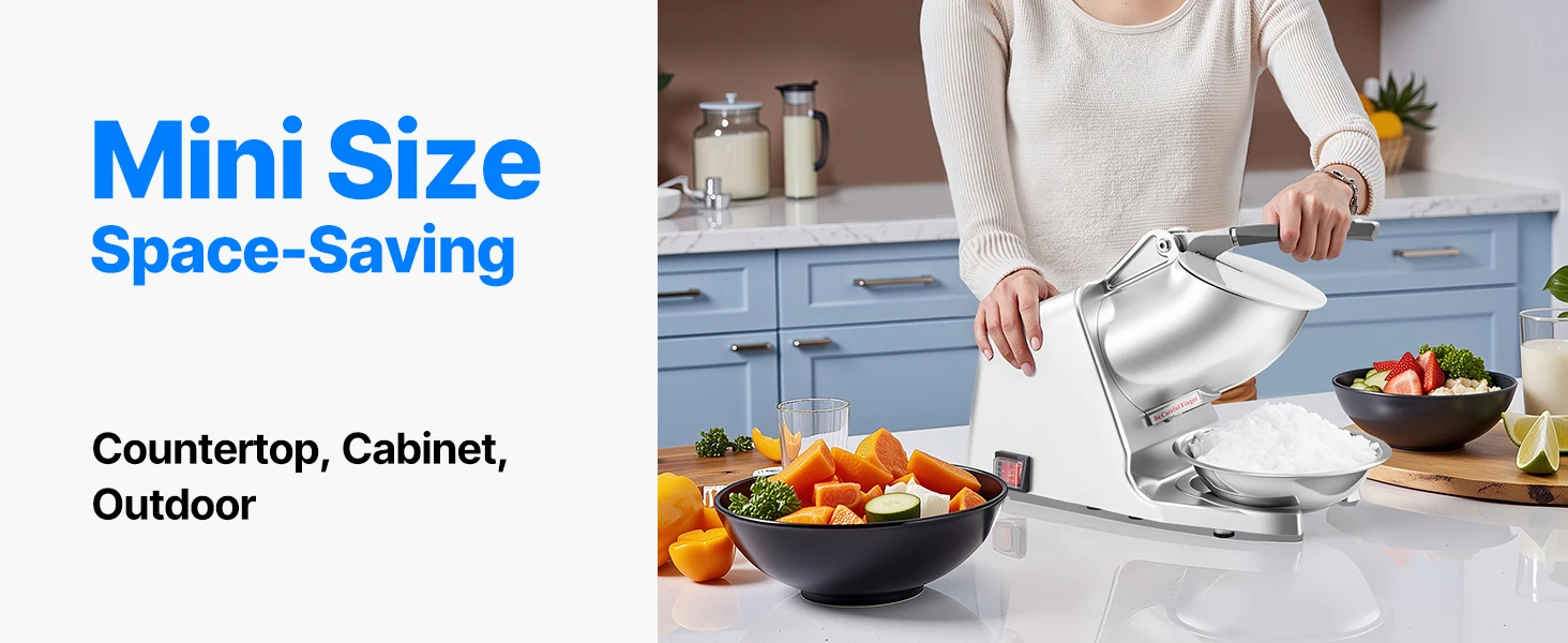 SucceBuy Ice Crusher Machine Stainless Steel Shaved Ice Machine with Bowl and Cover Ice-Shaver for Home and CommercialUse Silver