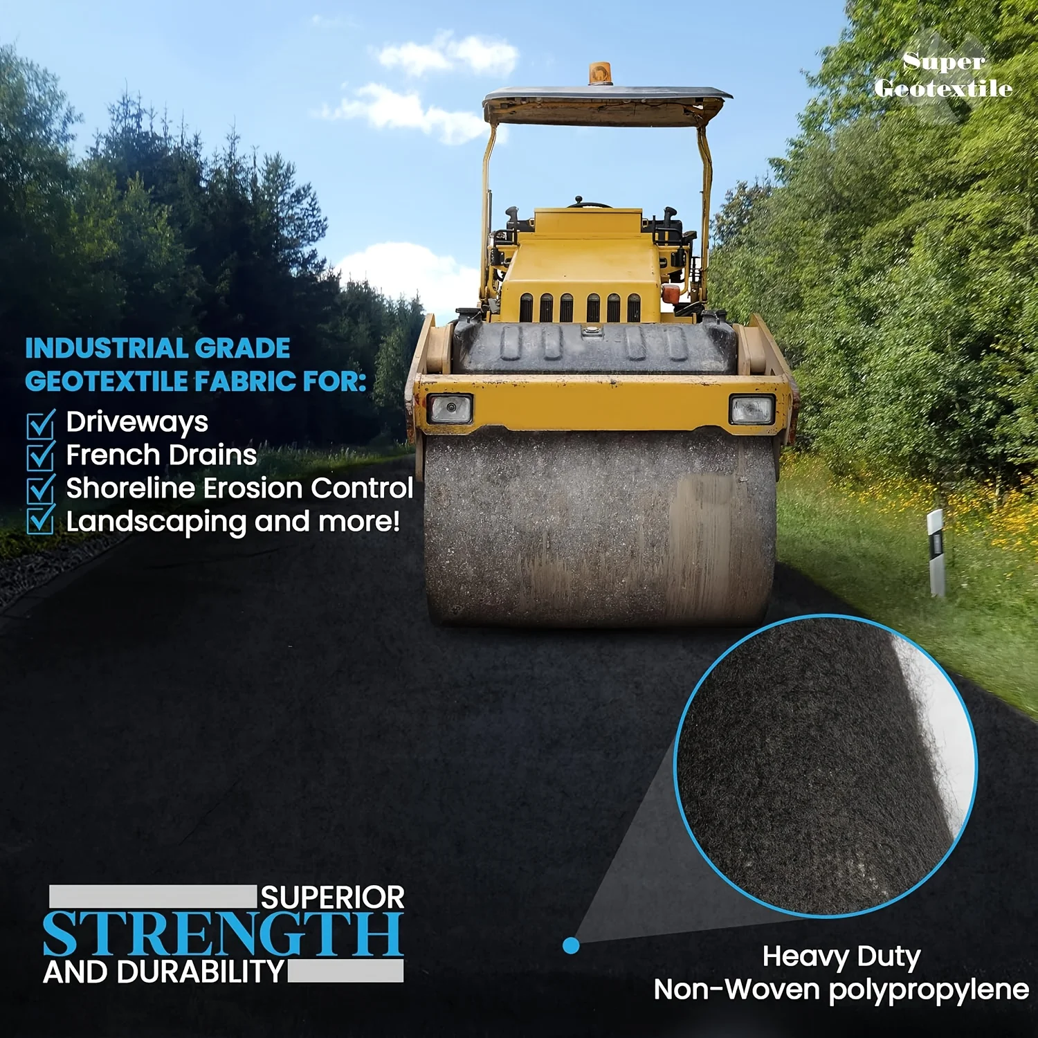 Heavy-duty non-woven geotextile, suitable for gardens, flower beds, soil separation, surface coverage, and lawn beautification