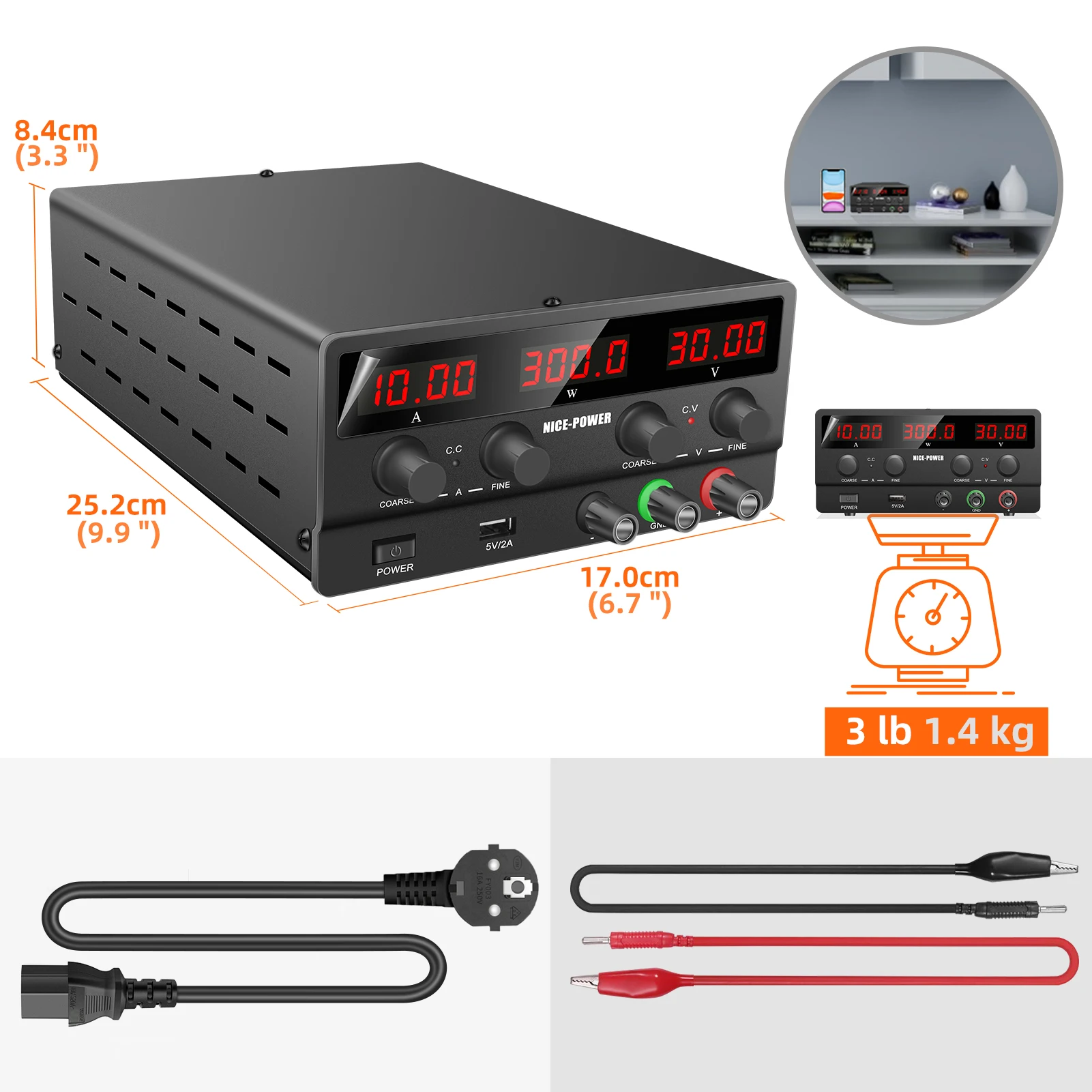 Nice-Power Adjustable DC Power Supply 30V 10A Lab Power Supply 300W Voltage Regulator Stabilizer 60V 5A Switching Bench Source